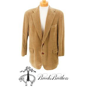 Brooks Brothers Tan Corduroy Blazer 48 Sport Coat Knot Buttons Notch Lapel Vtg